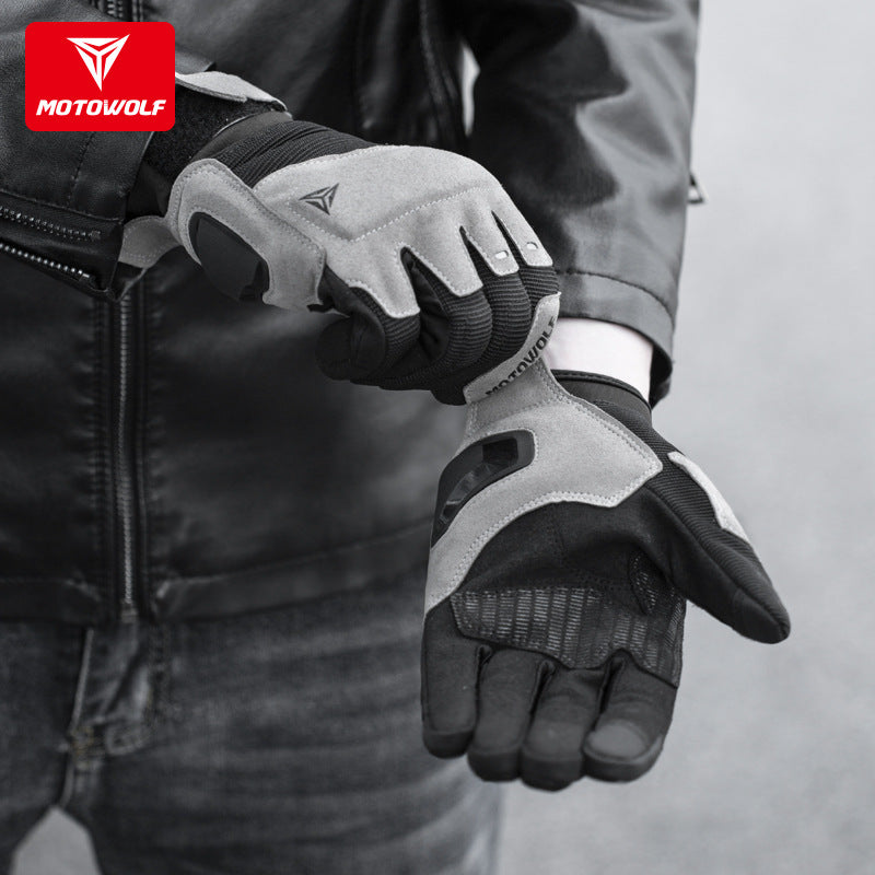 MOTOWOLF MDL-0325 — Gants moto étanches (mi-saison, écran tactile)