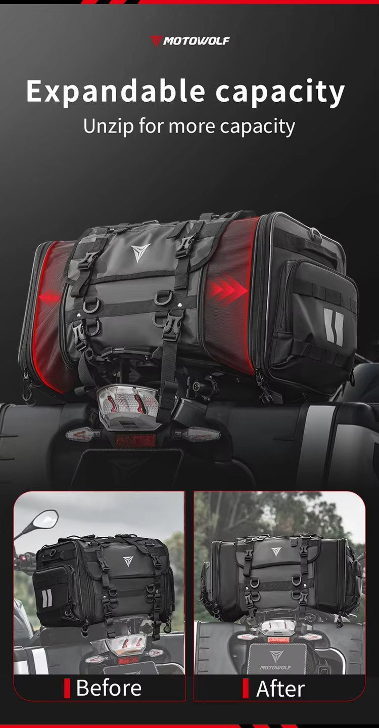 MOTOWOLF MDL-0725 — Sacoche de selle universelle étanche (roll-top)