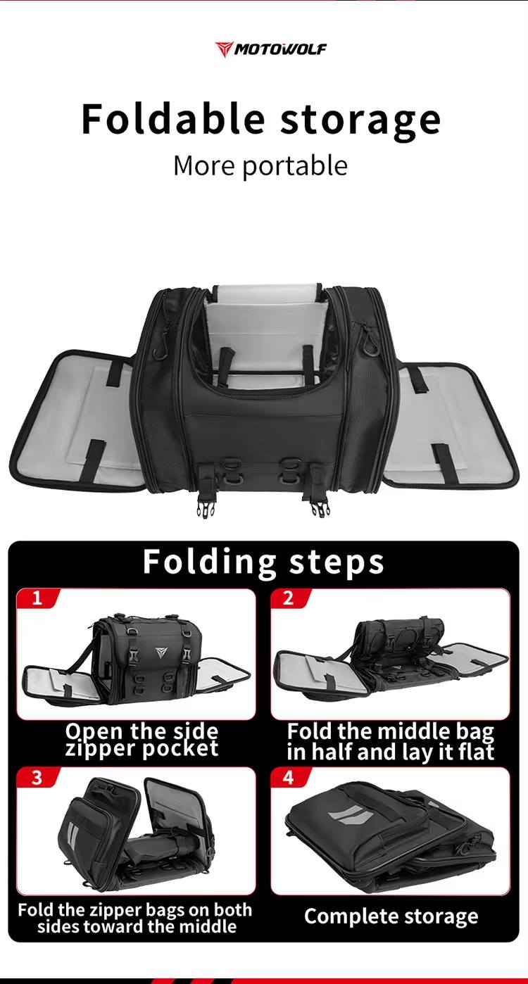 MOTOWOLF MDL-0725 — Sacoche de selle universelle étanche (roll-top)