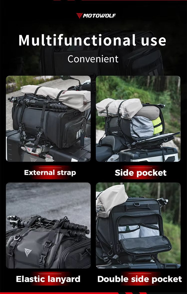 MOTOWOLF MDL-0725 — Sacoche de selle universelle étanche (roll-top)