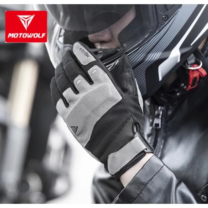 MOTOWOLF MDL-0325 — Gants moto étanches (mi-saison, écran tactile)