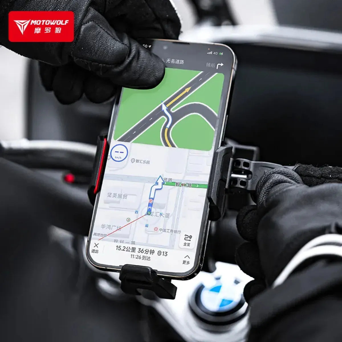 MOTOWOLF MH1B — Support magnétique 360° avec recharge sans-fil