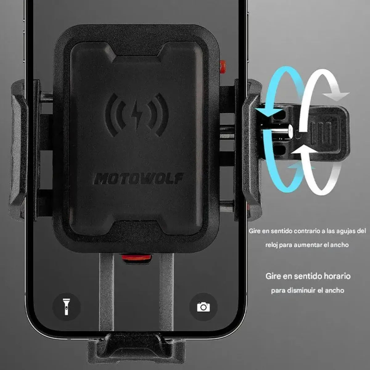 MOTOWOLF MH1B — Support magnétique 360° avec recharge sans-fil