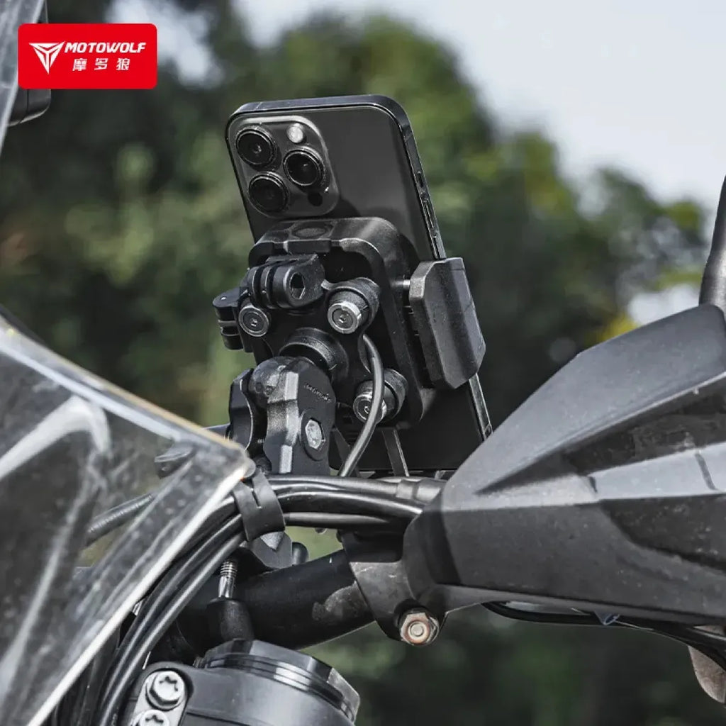 MOTOWOLF MH1B — Support magnétique 360° avec recharge sans-fil