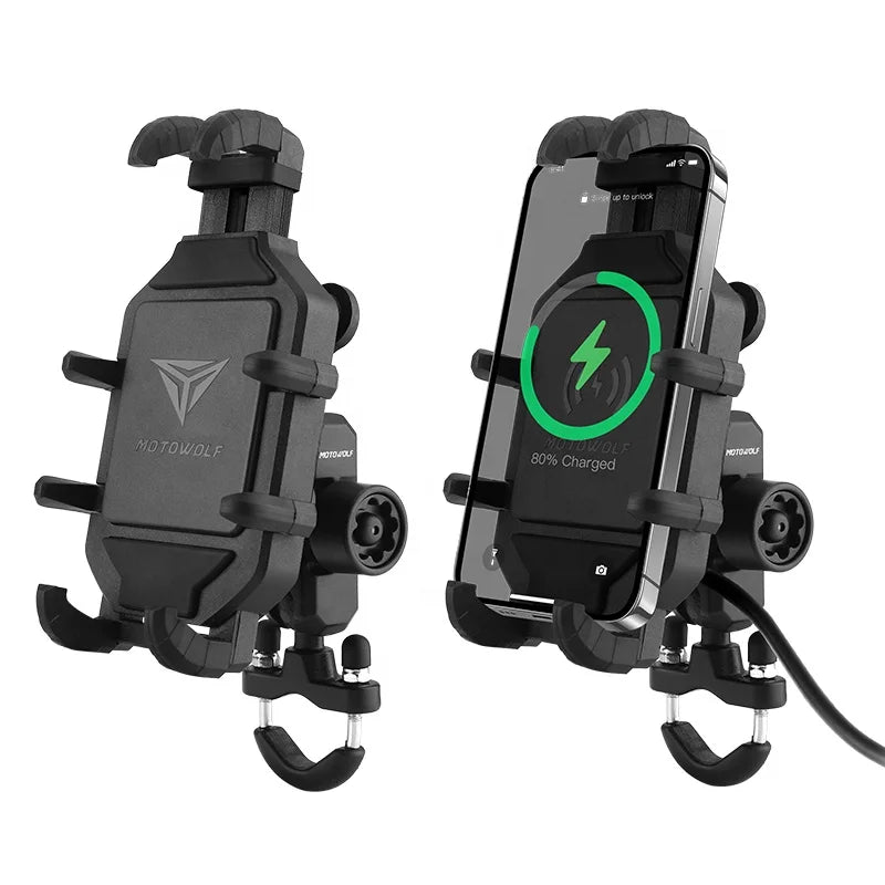 MOTOWOLF MDL-2827E — Support magnétique 360° avec recharge sans-fil