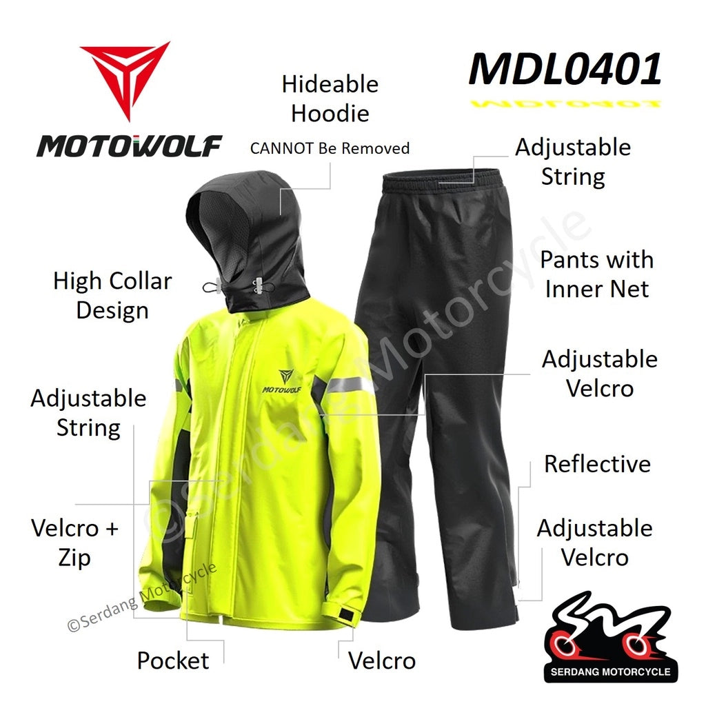 MOTOWOLF Rain Suit moto (veste + pantalon)