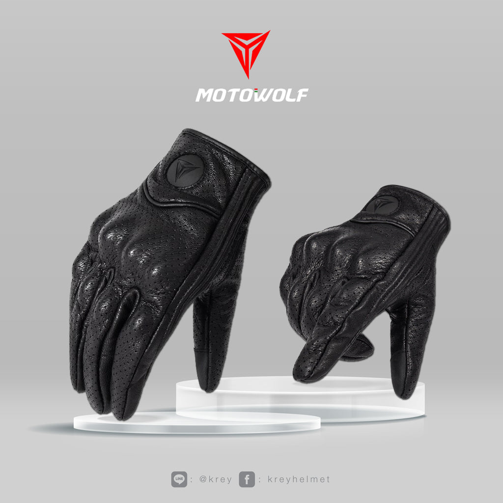 MOTOWOLF MDL-0302 — Gants moto en cuir (perforés, mi-saison)